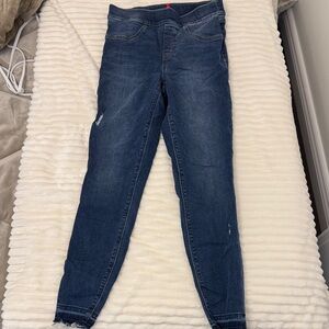 SPANX Dark Blue Skinny Jeans Distressed